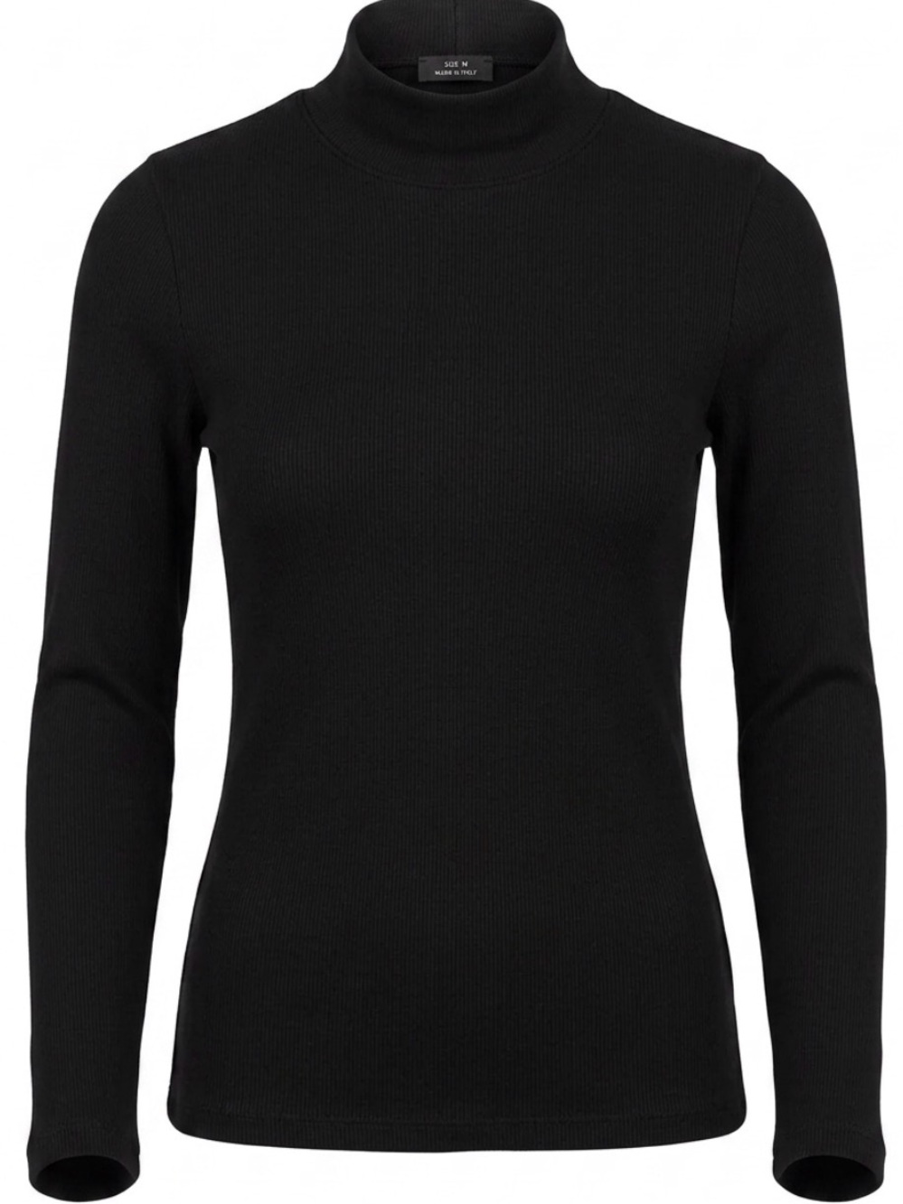 Klassy Network Black Mock Neck Ribbed Women's Top Built in Bra
